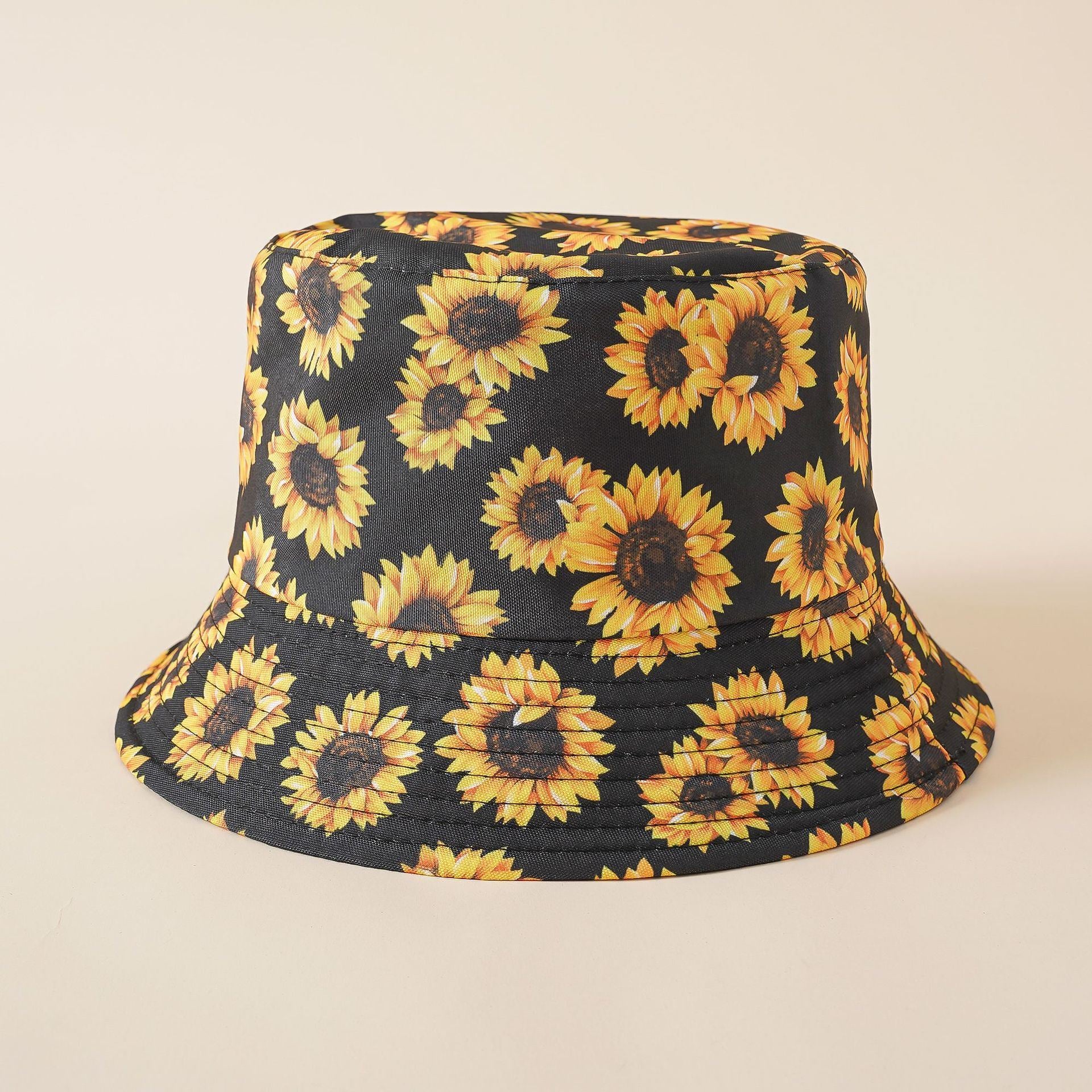 Double-sided fisherman hat women's summer sunshade sun hat Korean version of the tide men's literary sunflower sunscreen hat Doba Black